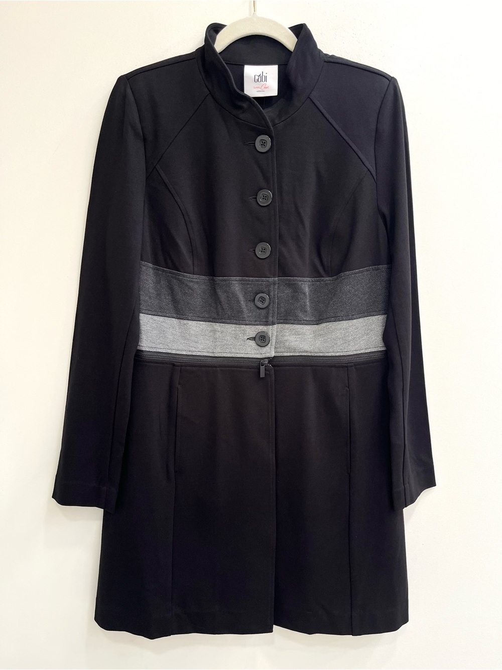 Cabi 3176 Osaka Nights Convertible Zip Off Jacket Black Gray Cropped Medium